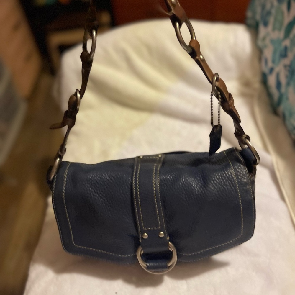 Coach Dark Blue Leather Shoulder Bag